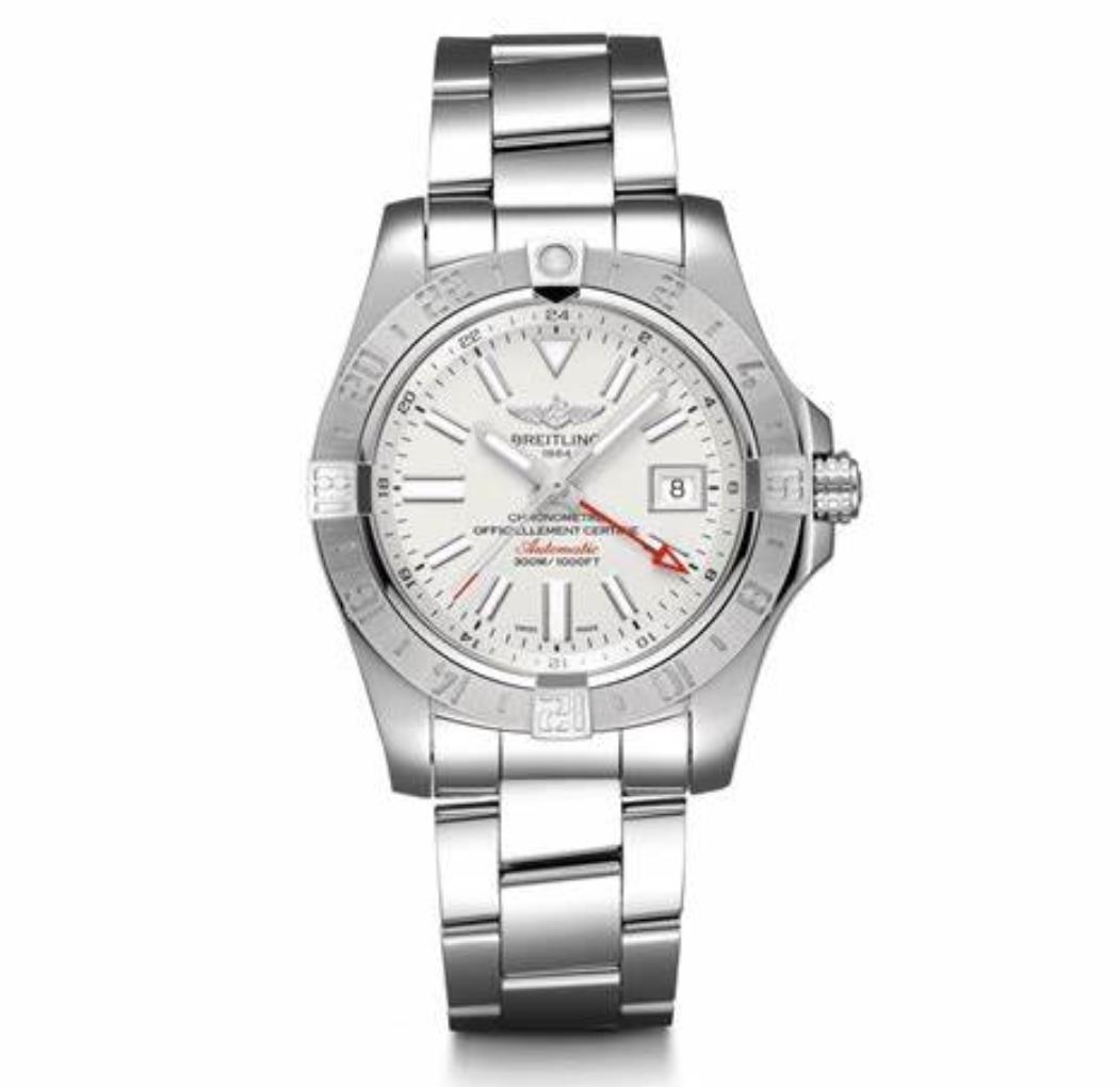 The 43mm fake watch has GMT function.